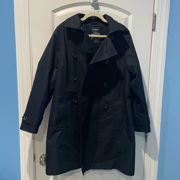 L. L. Bean Black Wool Lined Trench Coat Jacket | Size M - Picture 9 of 9